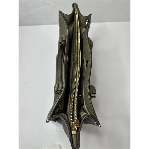 Michael Kors Alessa Medium Pebbled Leather Satchel Green - Picture 4 of 5